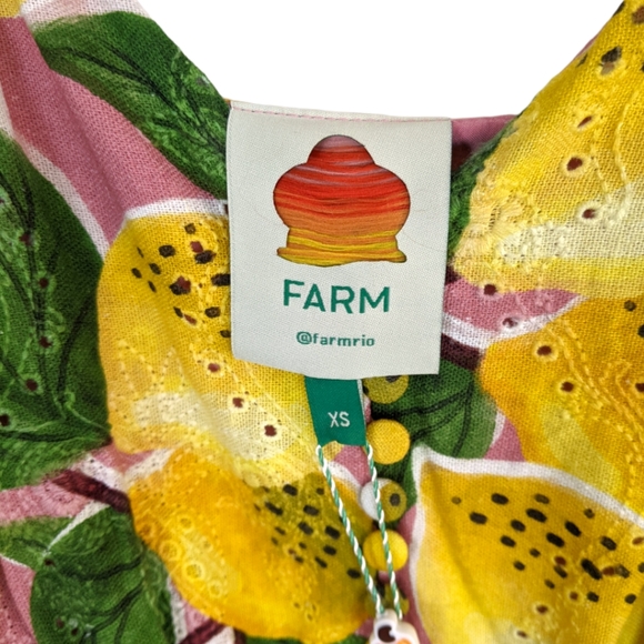 FARM Rio Fresh Lemons Ruffle Yellow Sleeveless Midi Dress - Picture 12 of 14